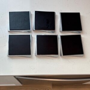Nambe Set of 6 Black Square Coasters with Silver Edges